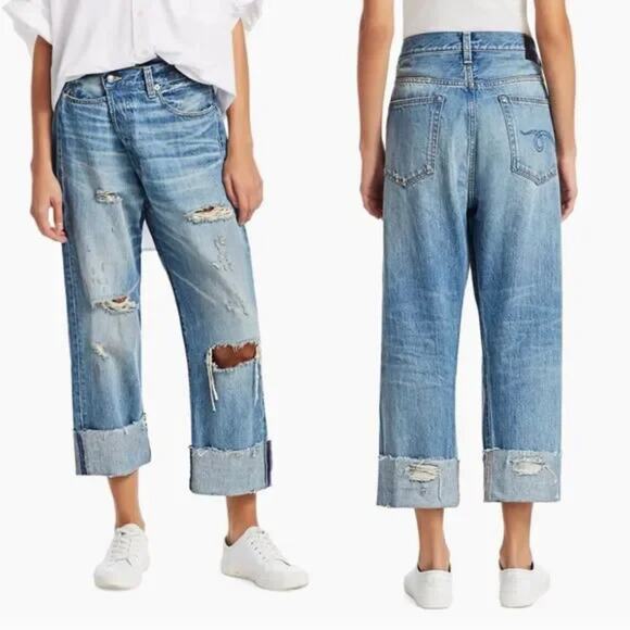 R13 Crossover Distressed Jeans Emory with Rips - Picture 1 of 10